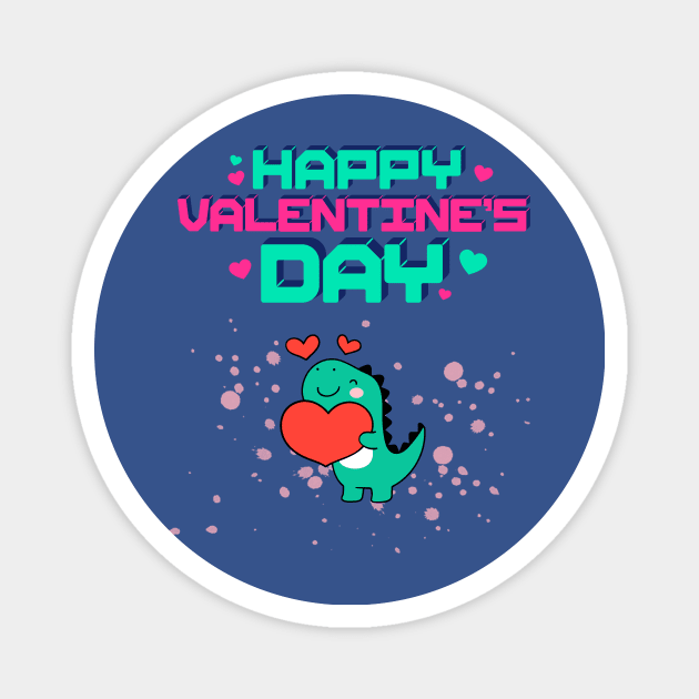 Happy Valentines Day Dinosaur Magnet by Texas Bloomin’